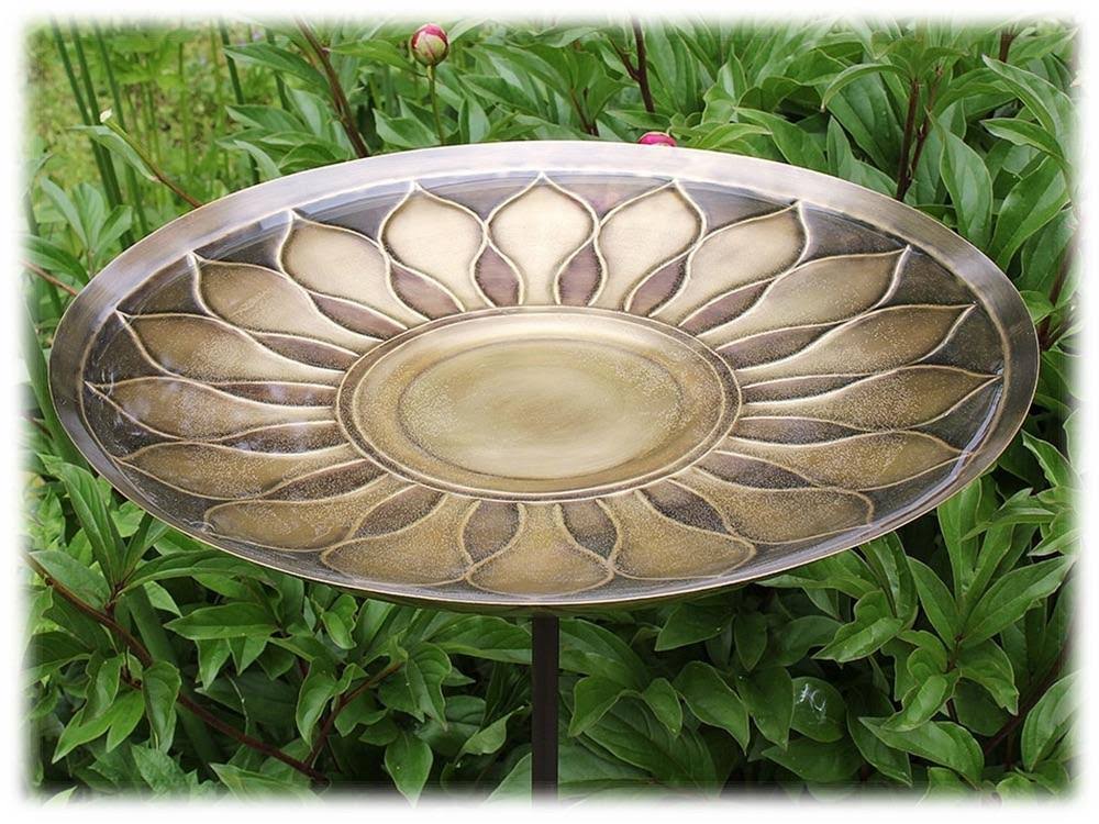 Brass Birdbath with Stake R70412