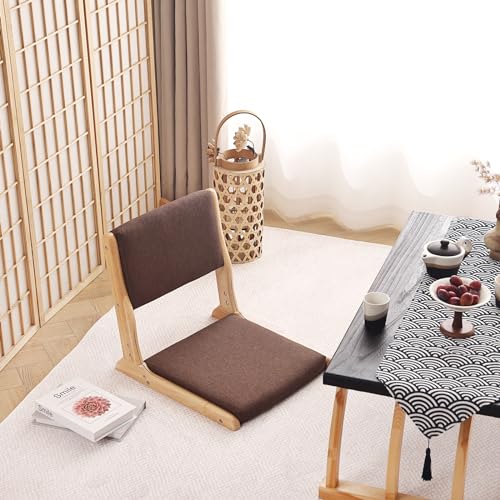 Foldable Floor Chair with Cushion, Wood Grey G64930