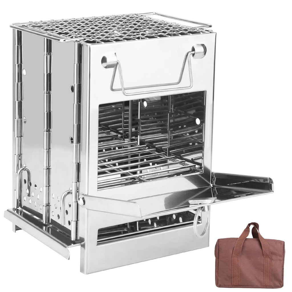 Folding Stainless Steel Camp Stove with Carry Bag U8045
