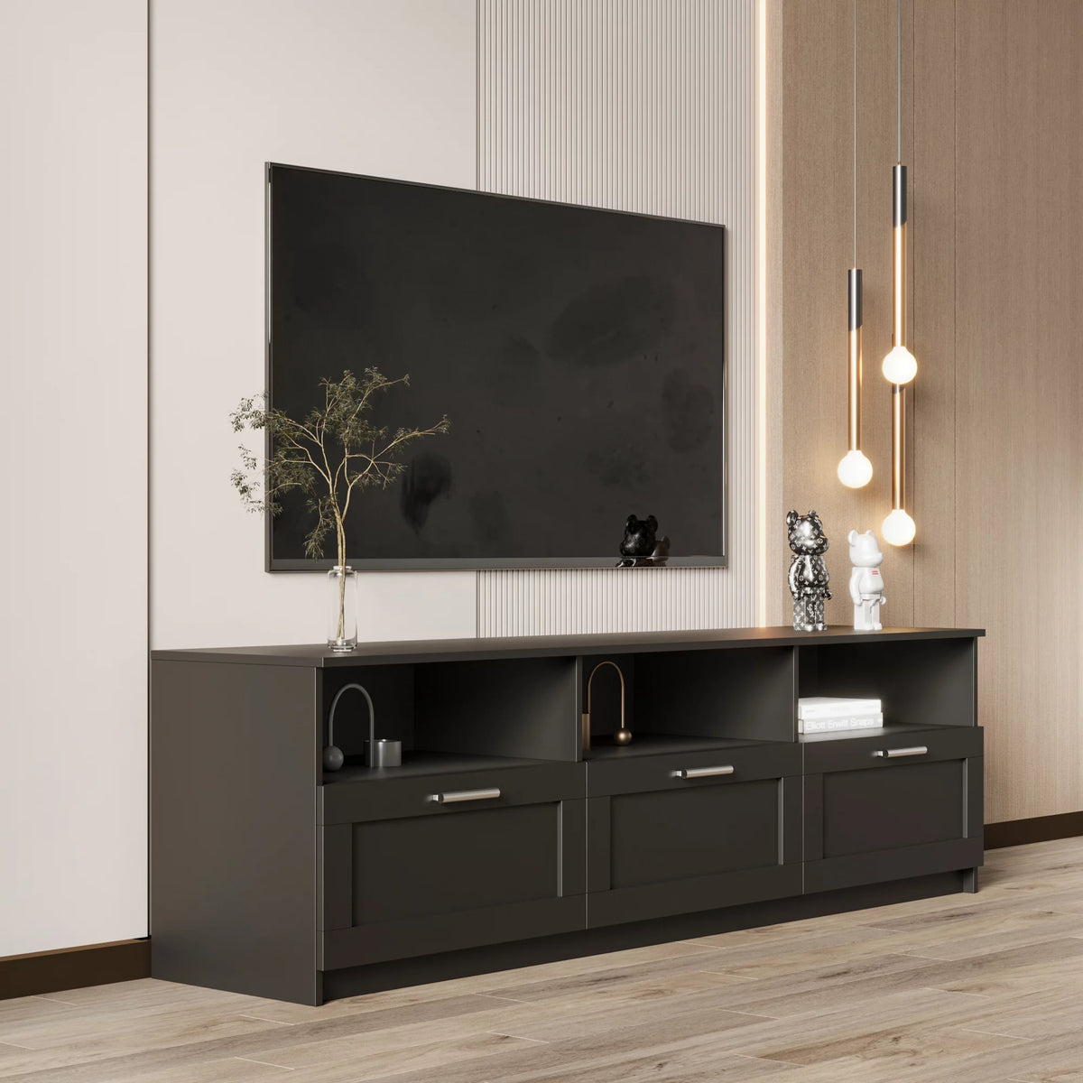 Black TV Stand with Storage N3433