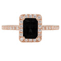 18k Rose Gold Onyx Halo Ring Size 8.5 I5137