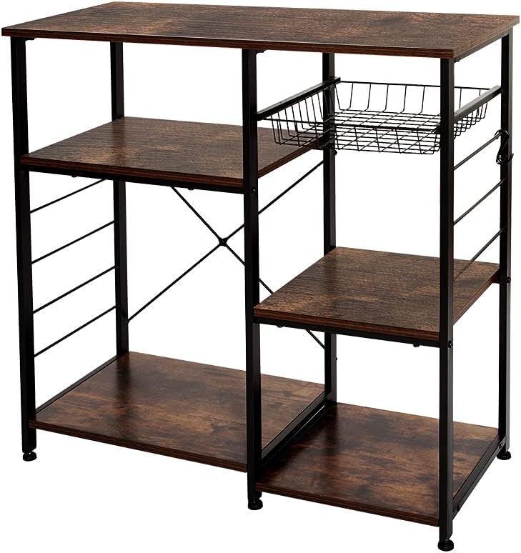 Cart with Wooden Top, 36 inches, Light Walnut A5786