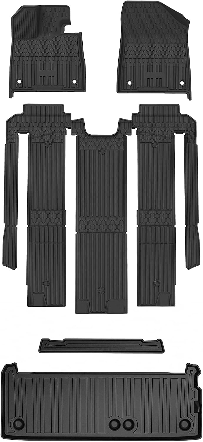 Black 8 Seat TPE All Weather Floor Mats & Cargo Liner P118