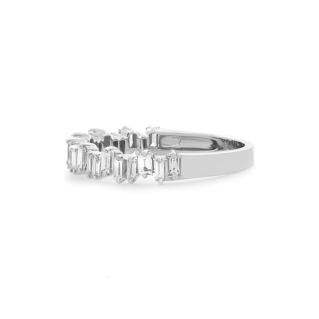 0.63Cttw Baguette Cut Diamond Ring 18K White Gold Size 6.5 M1254