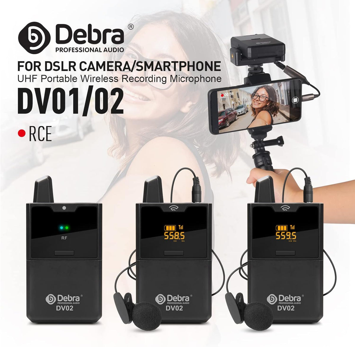 UHF Wireless Lavalier Microphone System with Receiver for Camera E886