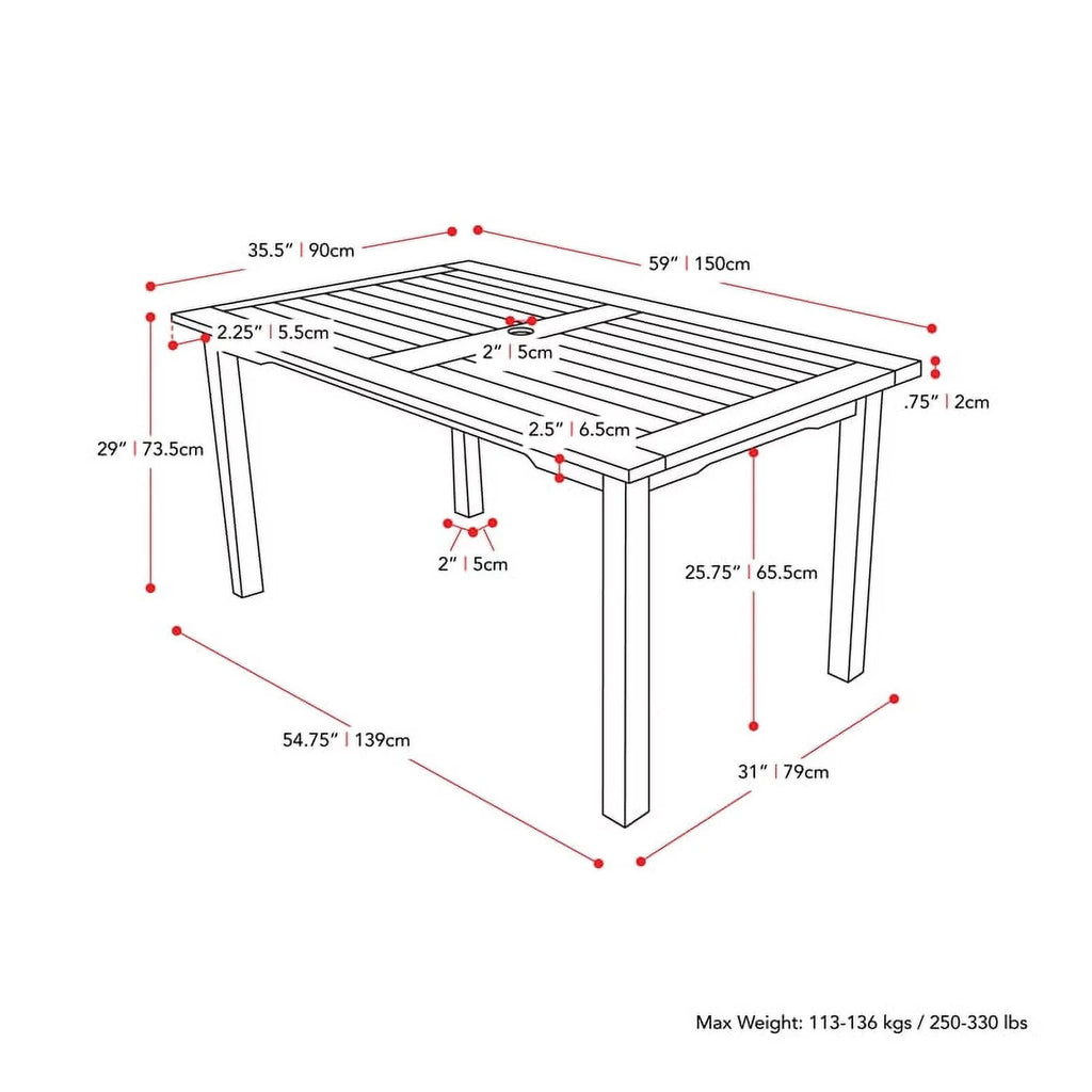 Natural Hard Wood Outdoor Dining Set 7pc D876