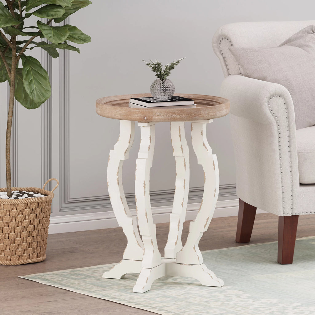 French Country Accent Table with Round Top E95478