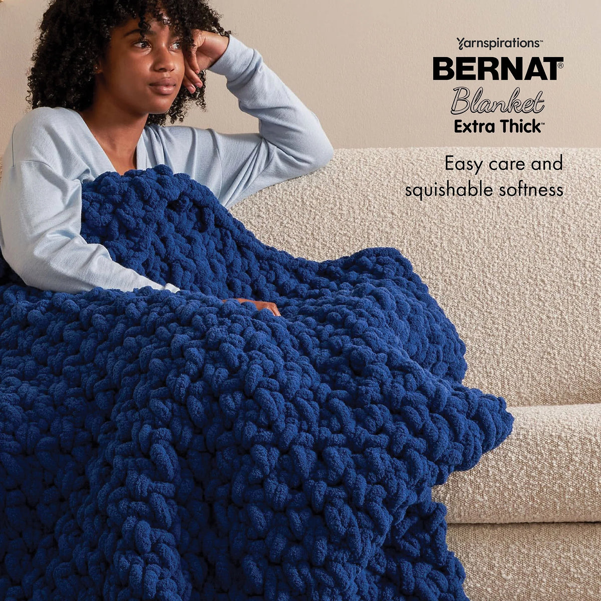 Bernat Blanket Extra Thick Jumbo Polyester Yarn, Clay, 21.2oz, 72 Yards (2 Pack) W6666