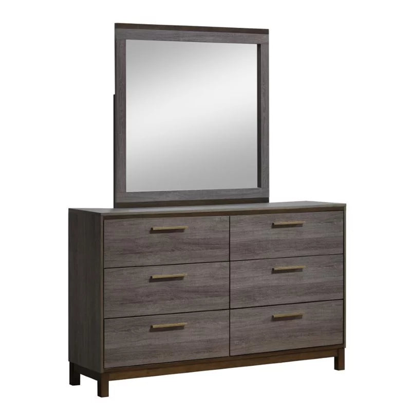 Antique Gray Wood Dresser and Mirror Set G21478