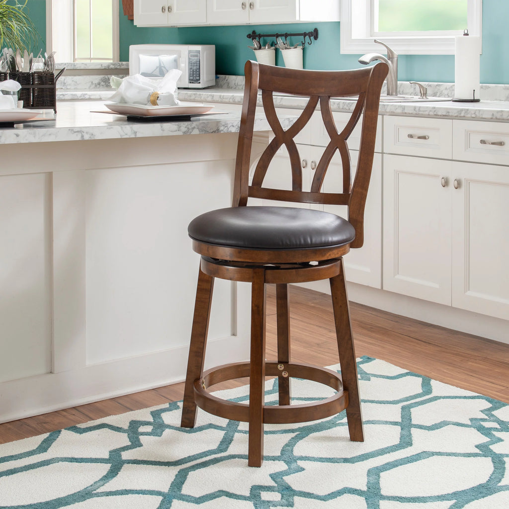 Rustic Oak Swivel Counter Stool S246536