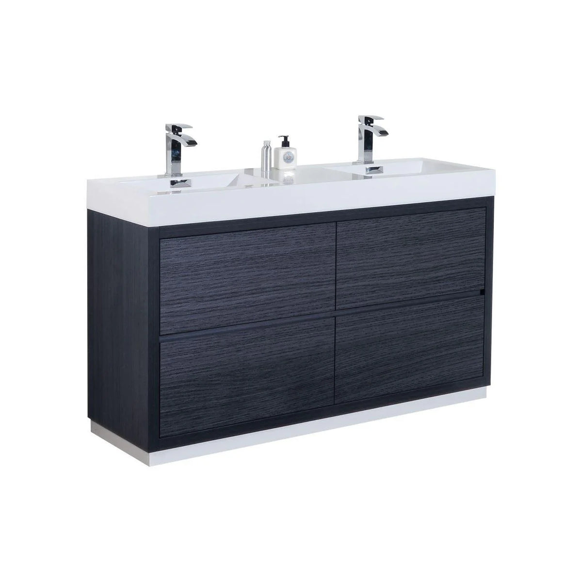 60 in. Double Sink Free Standing Gray Oak Bathroom Vanity G187