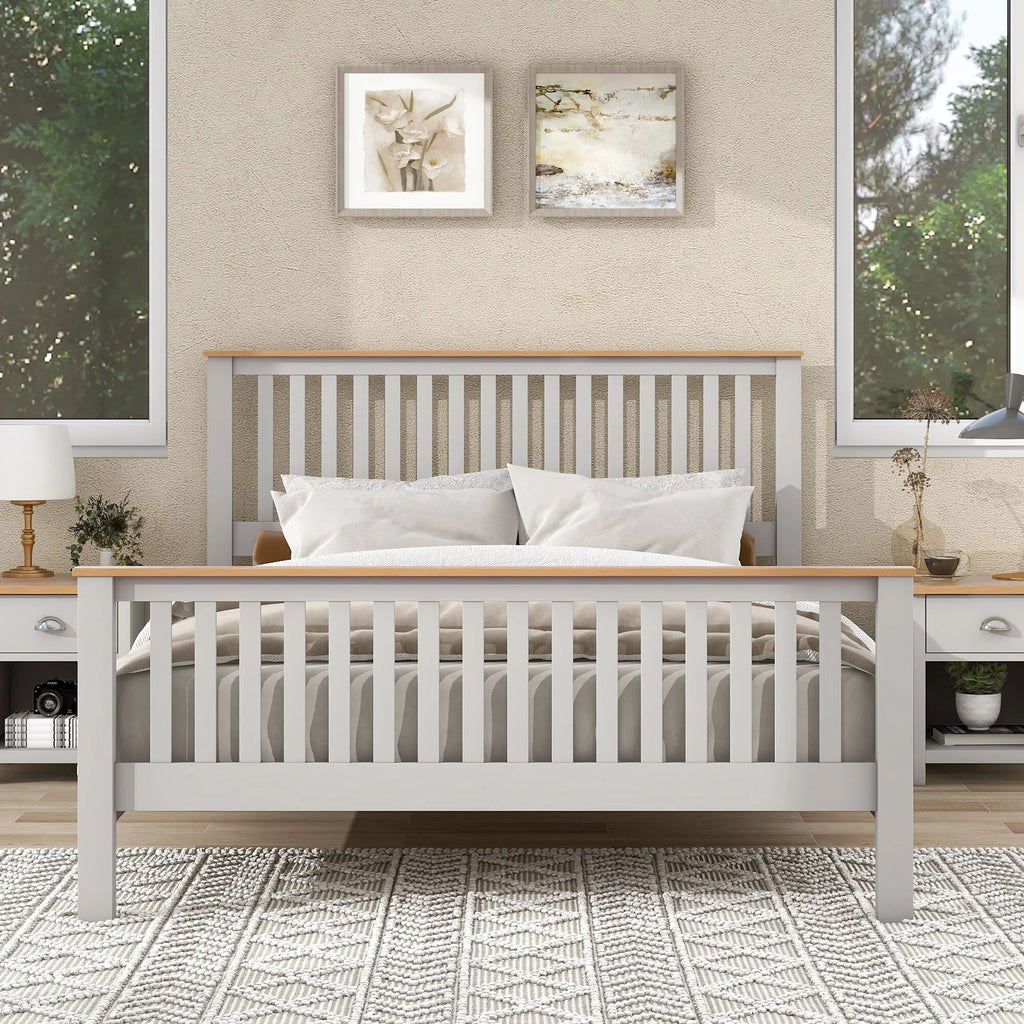 Queen Wood Platform Bed with Headboard & Footboard J789954