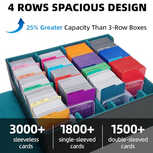 Trading Card Storage Box with 48 Dividers, Black Blue C252