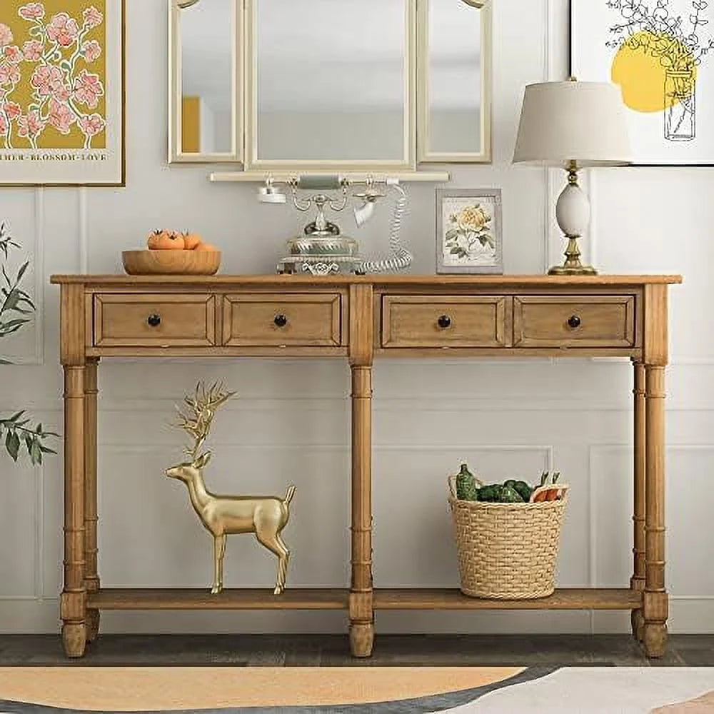 Solid Wood Console Table with 2 Drawers Y24031