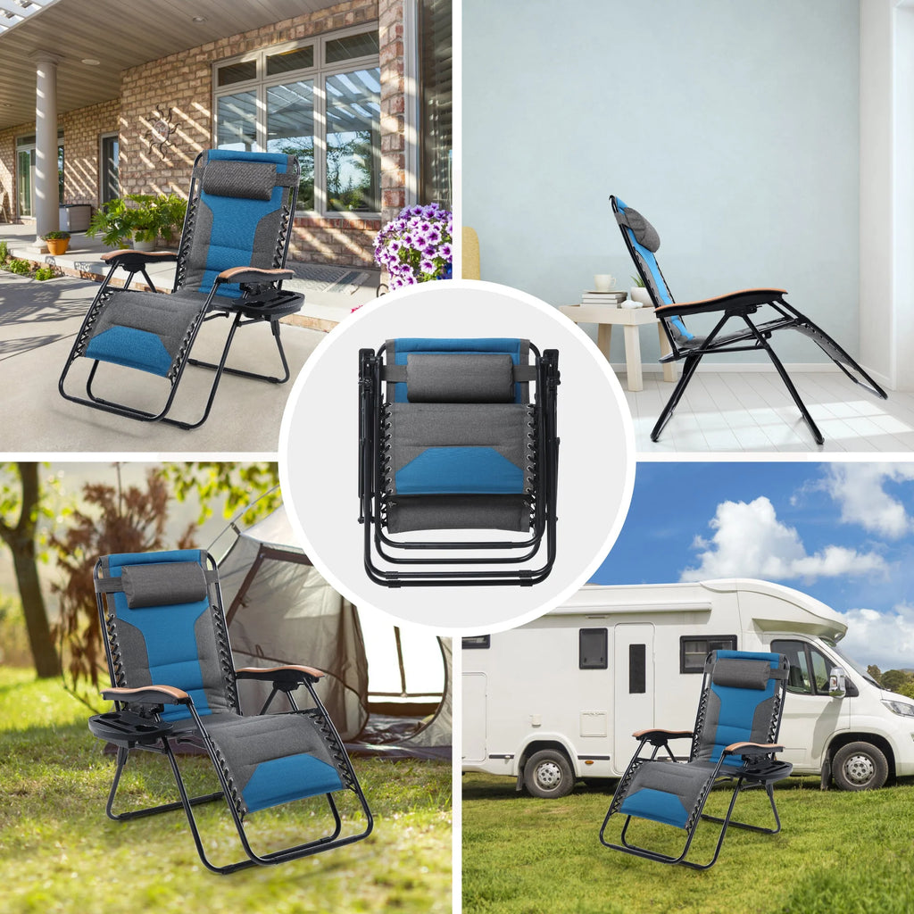 Aqua XL Oversized Padded Zero Gravity Chair Q913