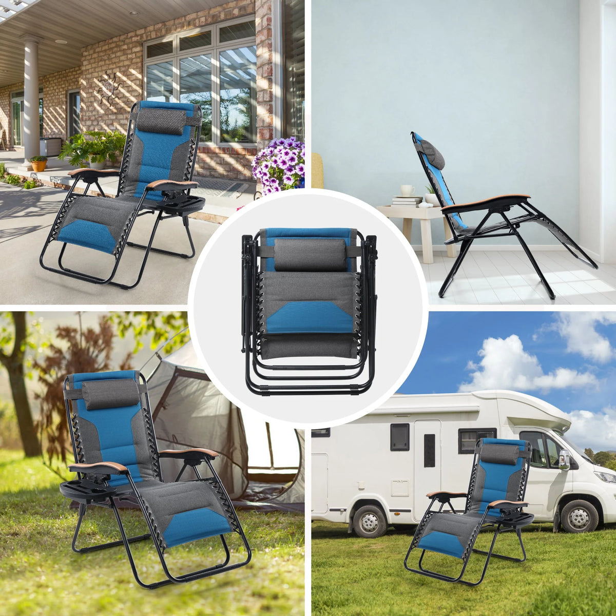 Aqua XL Oversized Padded Zero Gravity Chair Q913
