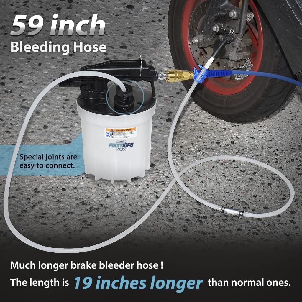 1.8 Liter Vacuum Brake Bleeder Extractor Kit with Silicone Bleeding Hose T6018