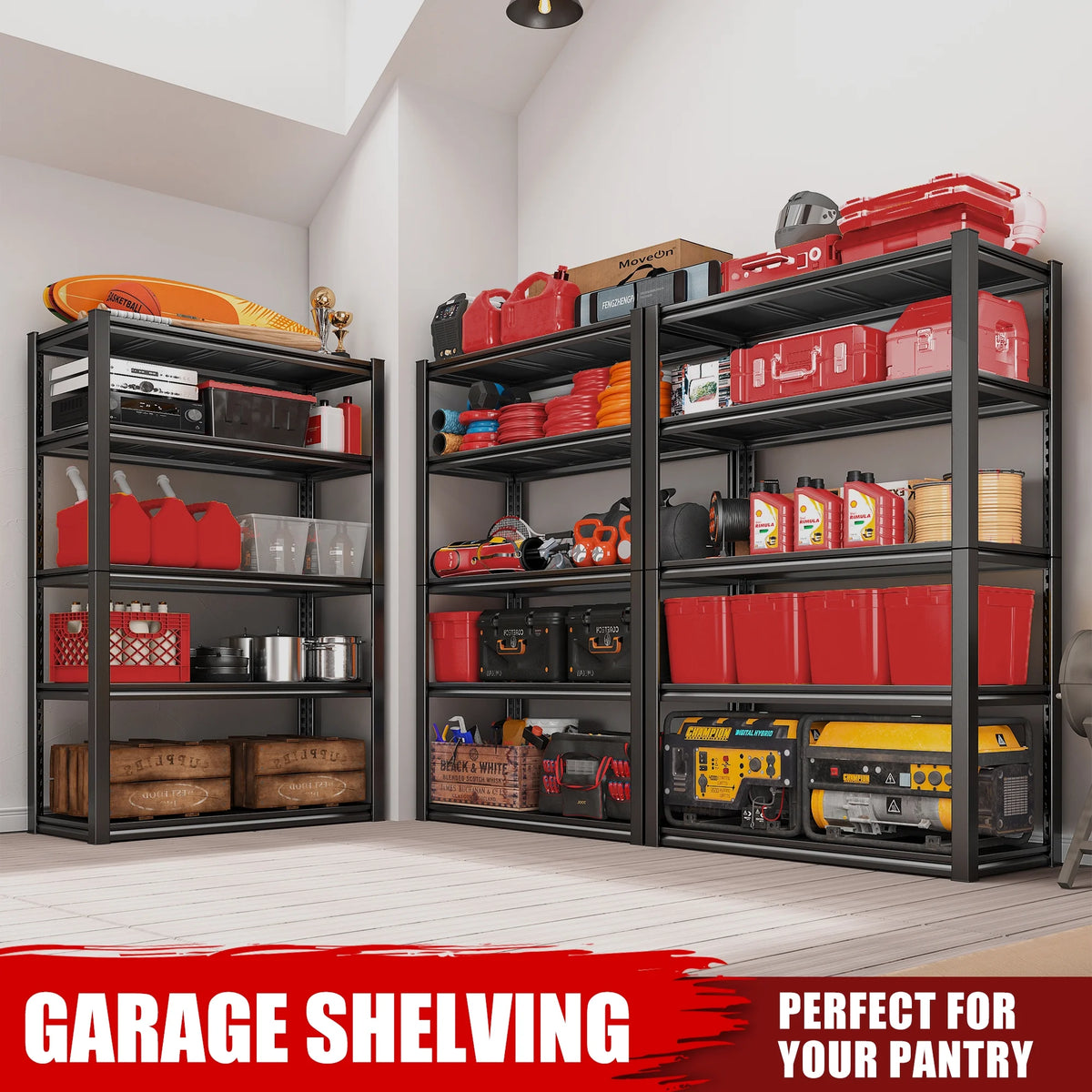 5-Shelf Heavy Duty Adjustable Metal Shelving Unit Black Q407