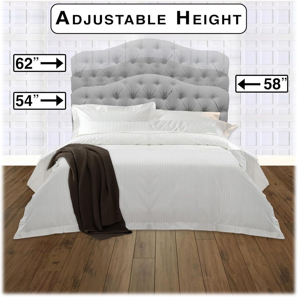 Upholstered Adjustable Headboard Panel with Solid Wood Frame and Button-Tufted Design - Putty Finish - Twin L486
