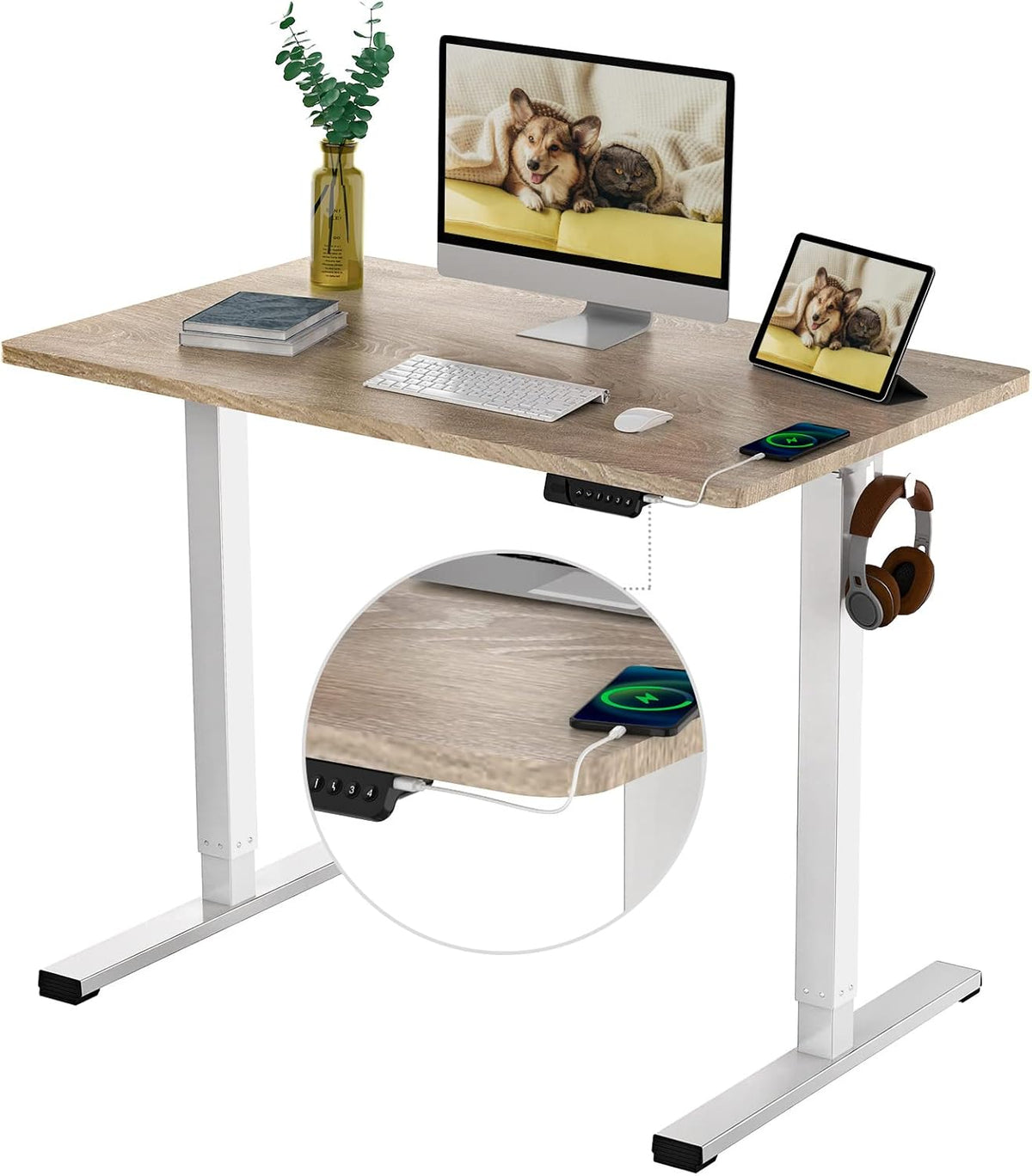 48 x 24 Inches Electric Stand Up Desk with Memory Controller D211