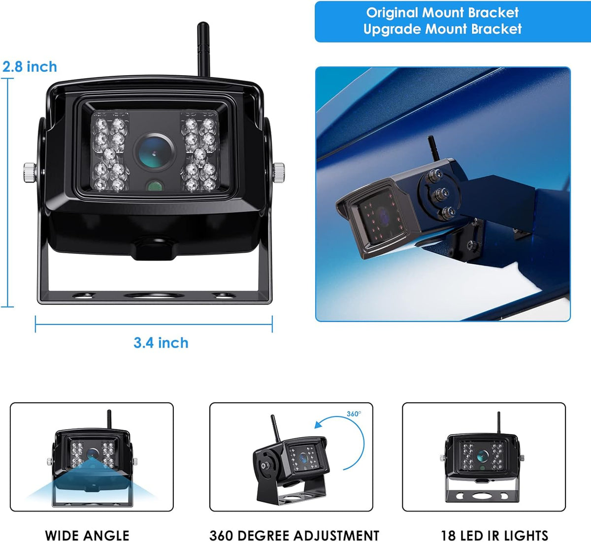 HD Wired Backup Camera System Kit with 7" LCD Monitor I369