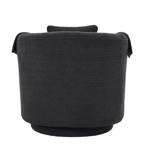 Black Chenille Swivel Accent Chair with Ottoman W963