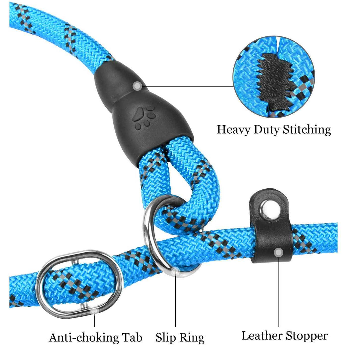 6 FT Reflective Slip Lead Dog Leash with Padded Handle S465