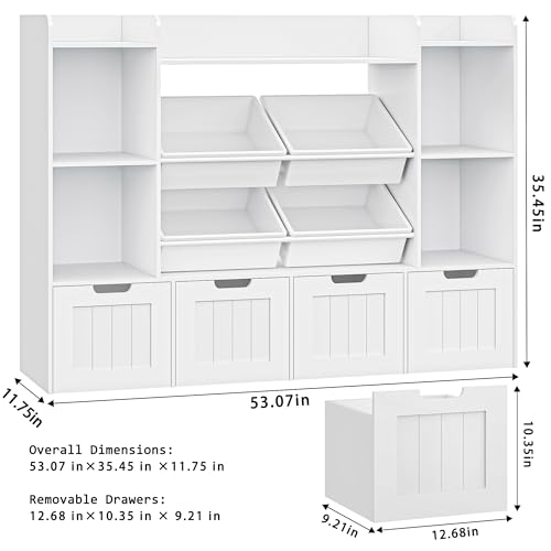 4 Movable Drawers Toy Storage Organizer with Box Bins F51063