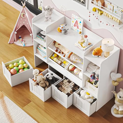 4 Movable Drawers Toy Storage Organizer with Box Bins F51063