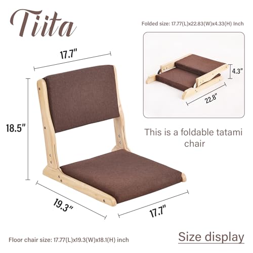 Foldable Floor Chair with Cushion, Wood Grey G64930