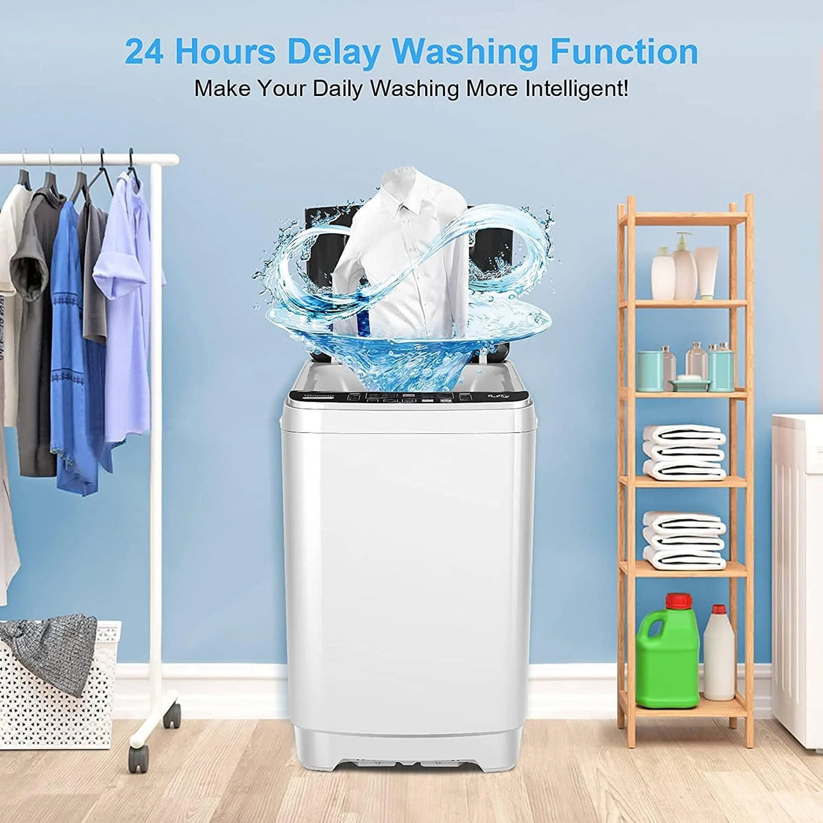 Portable 17.8lbs Fully-Automatic Washing Machine E8554