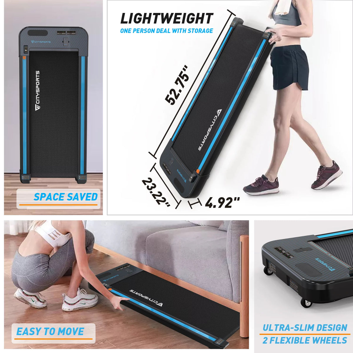 Portable Slim Treadmill with Audio Speakers L873