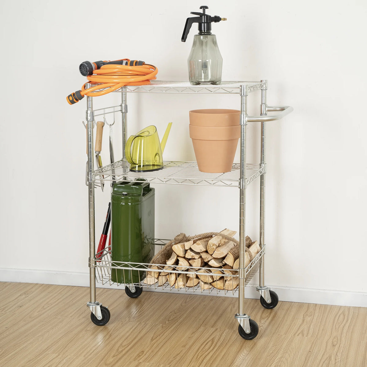 3-Tier Chrome Rolling Cart C5144