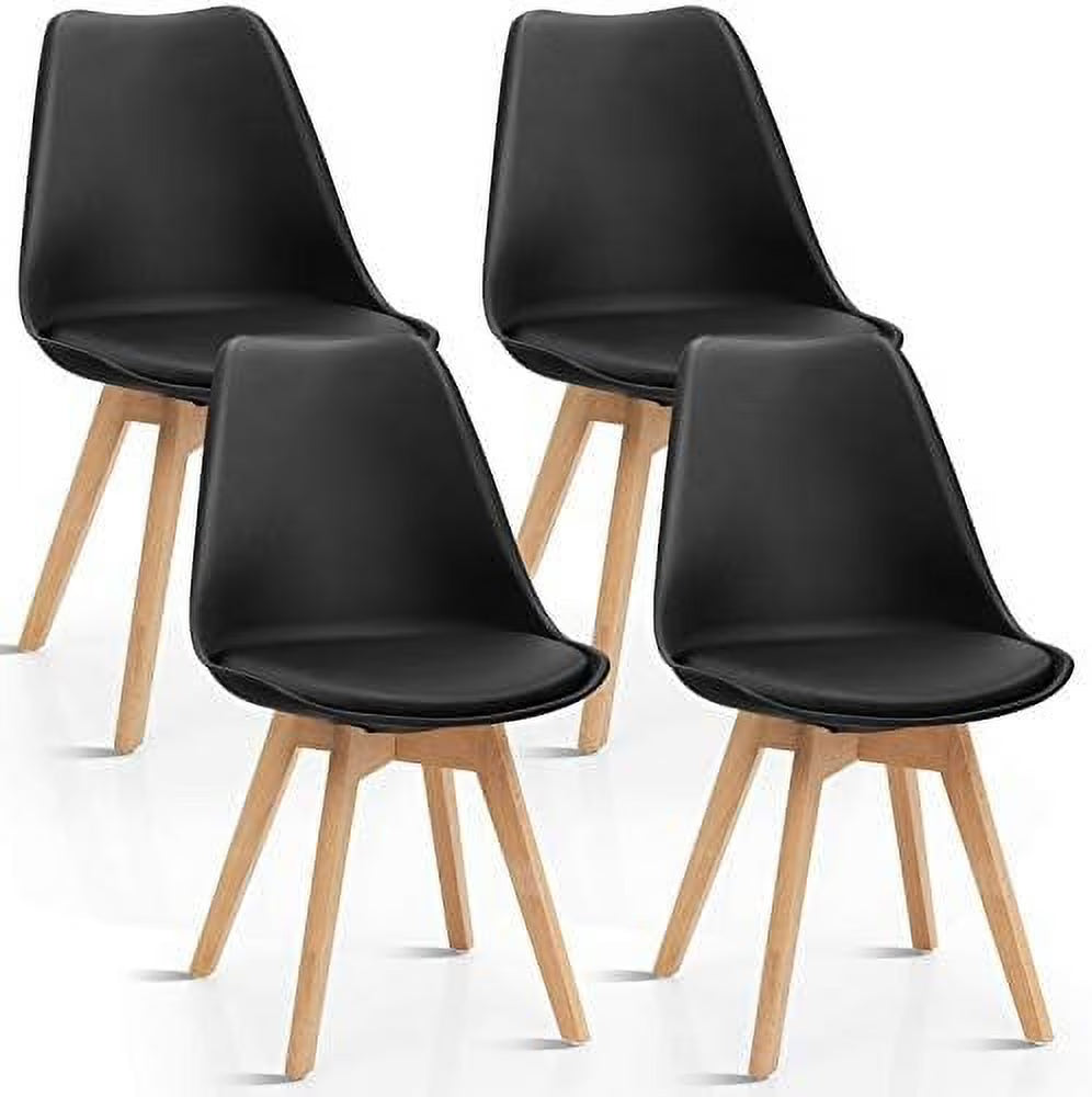Set of 4 Upholstered Dining Chairs with Solid Wood Legs G755