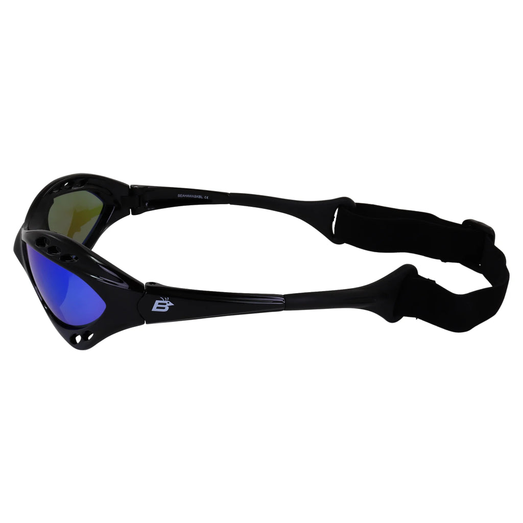 3 Pairs Padded Polarized Sunglasses w/Strap Silver Frame w/Smoke Lens & Black Frames w/Blue & Red Mirror Lenses V949