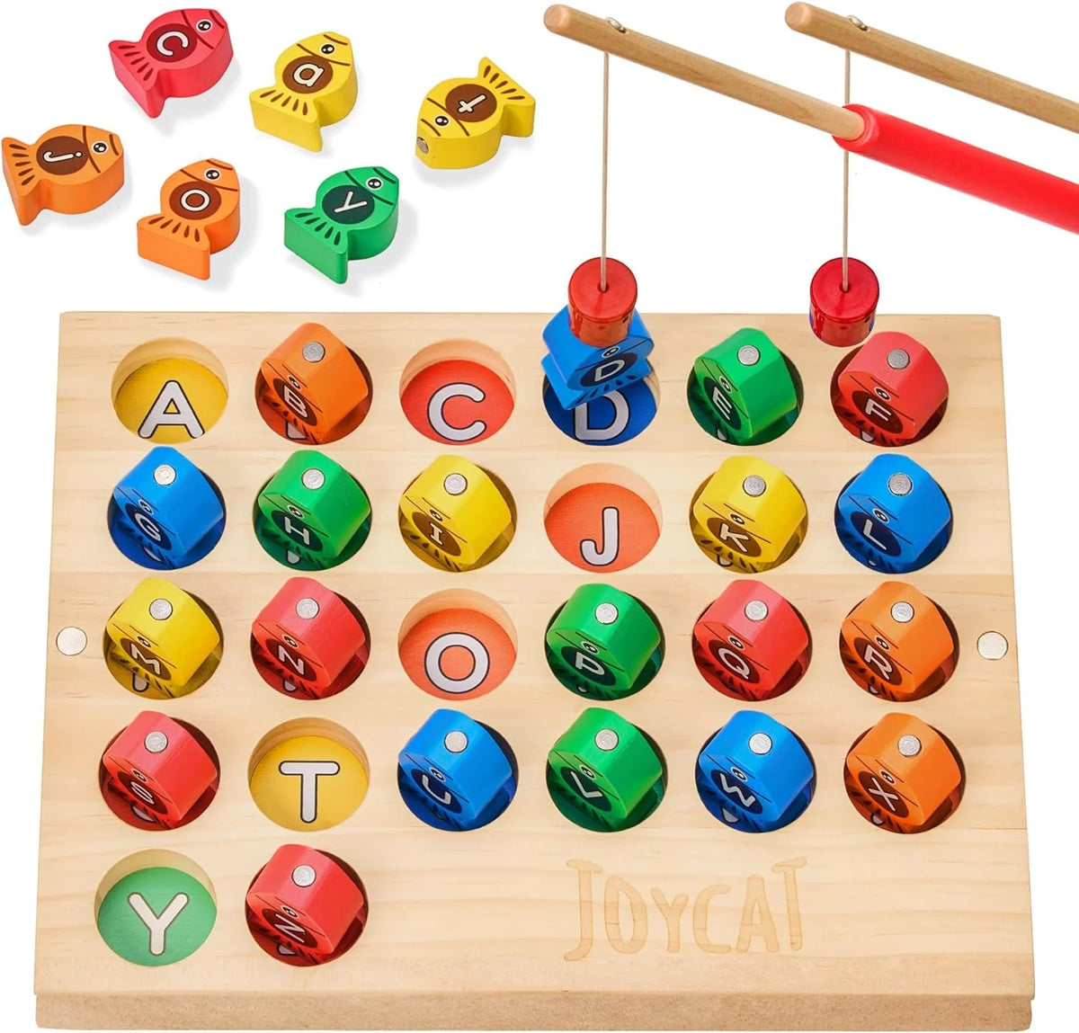 Wooden Magnetic Fishing Game Alphabet Color Sorting Puzzle E271415