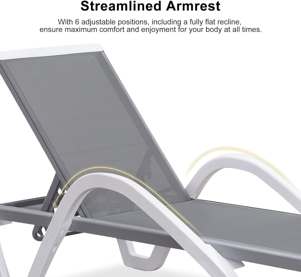 Grey Plastic Textilene Patio Chaise Lounge Chair M32894