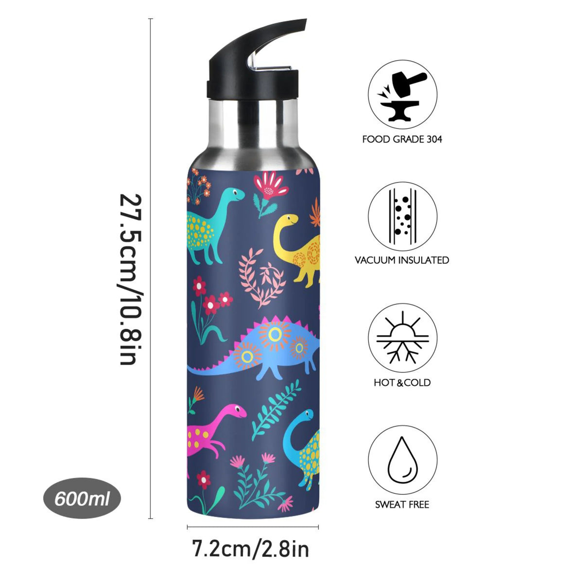 Stainless Steel Water Bottle with Straw Lid 20 OZ G78808
