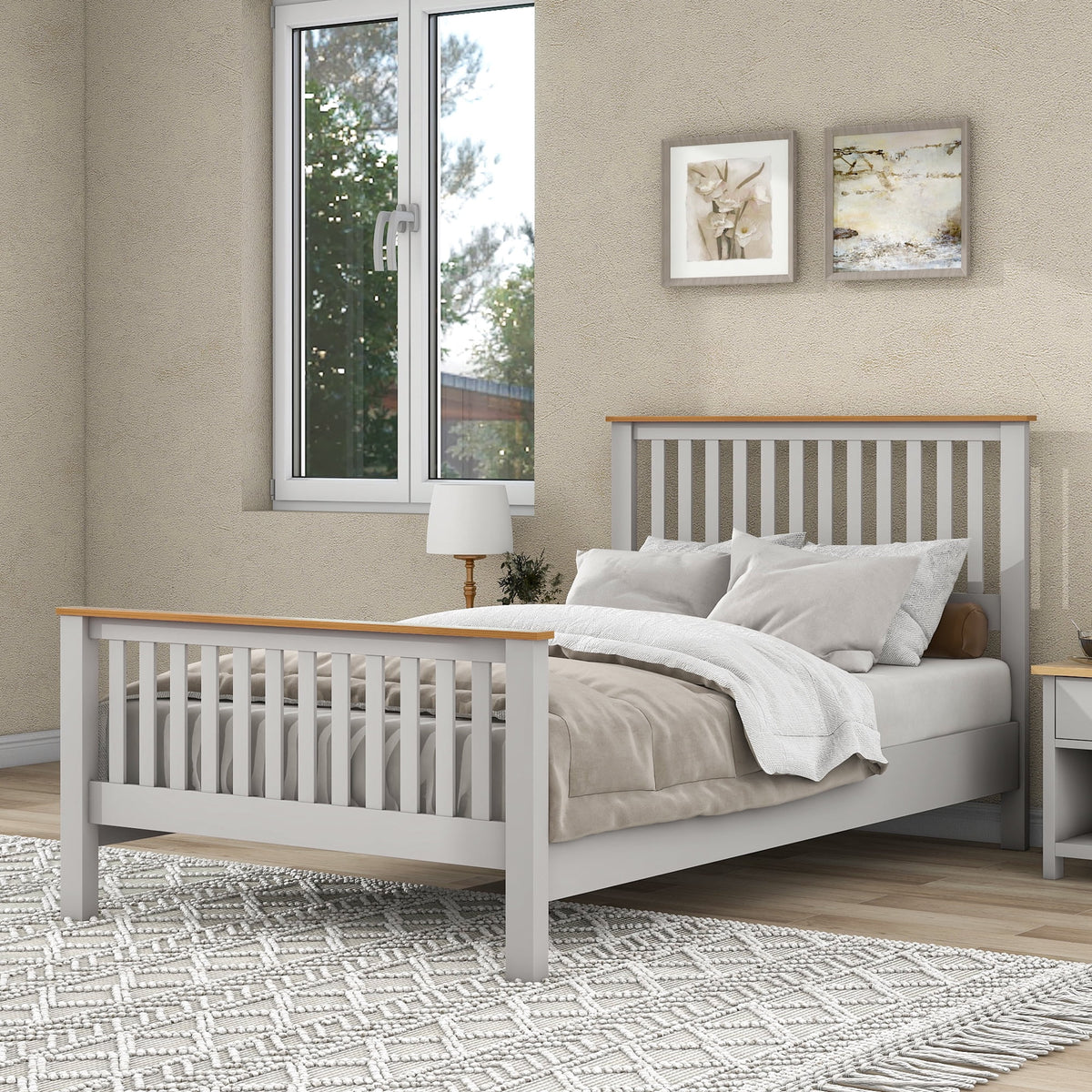 Full Size Solid Wood Platform Bed with Headboard W640703