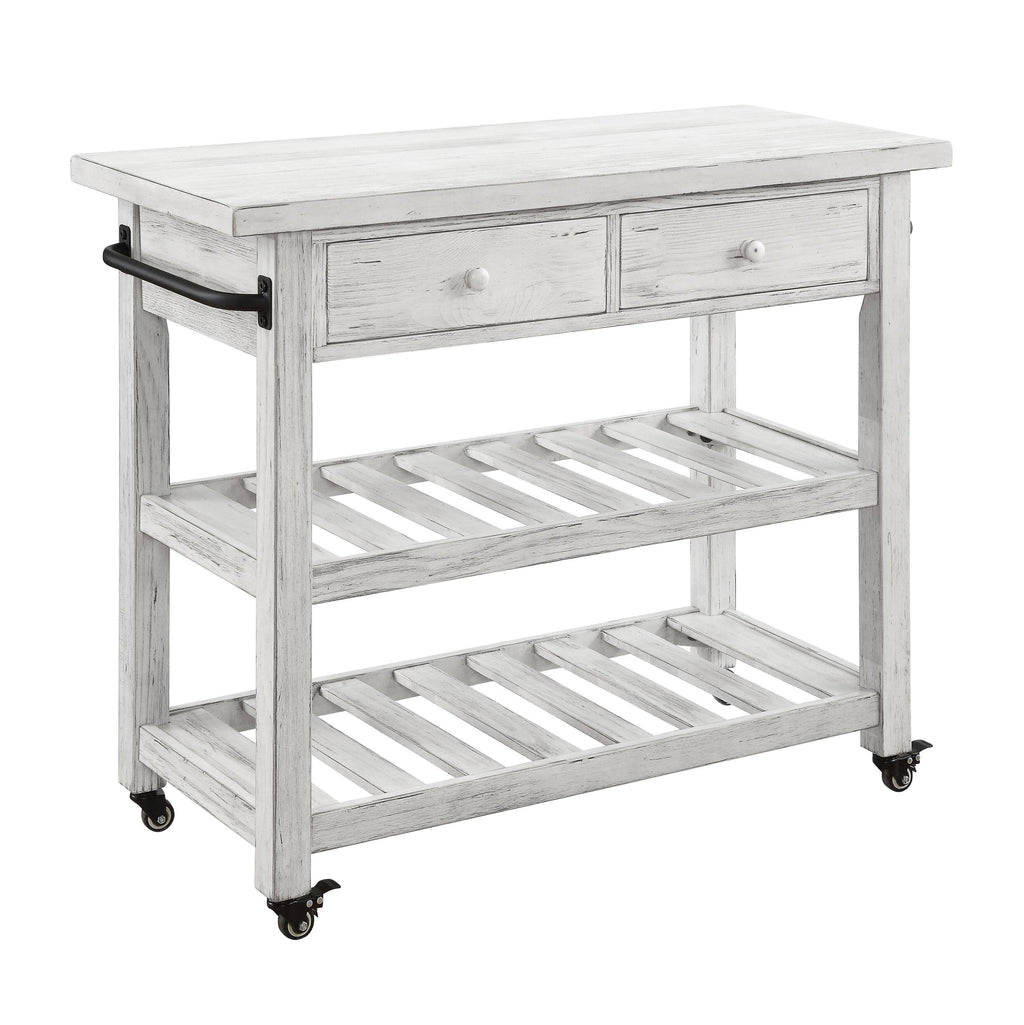 White Two-Drawer Kitchen Cart T51854