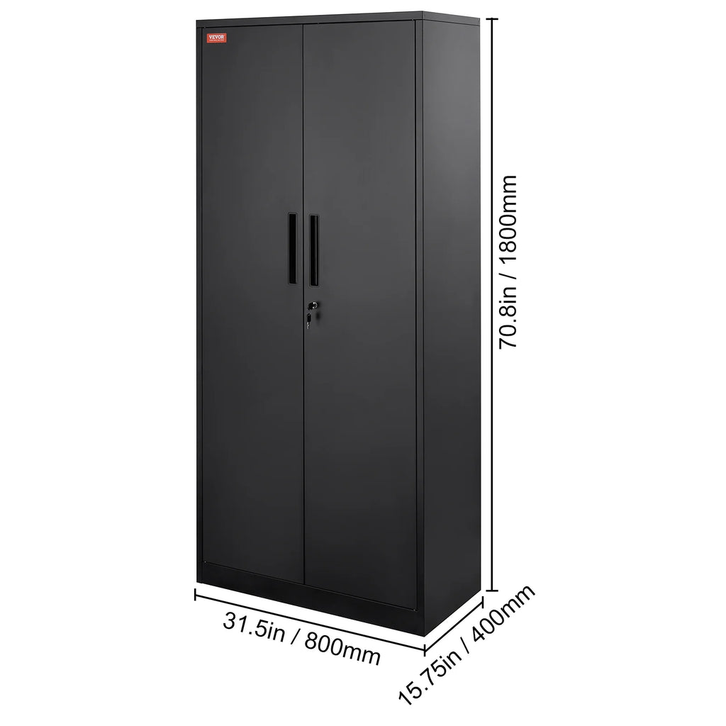 Metal Storage Cabinet 71" Steel Adjustable Shelves Black M57300