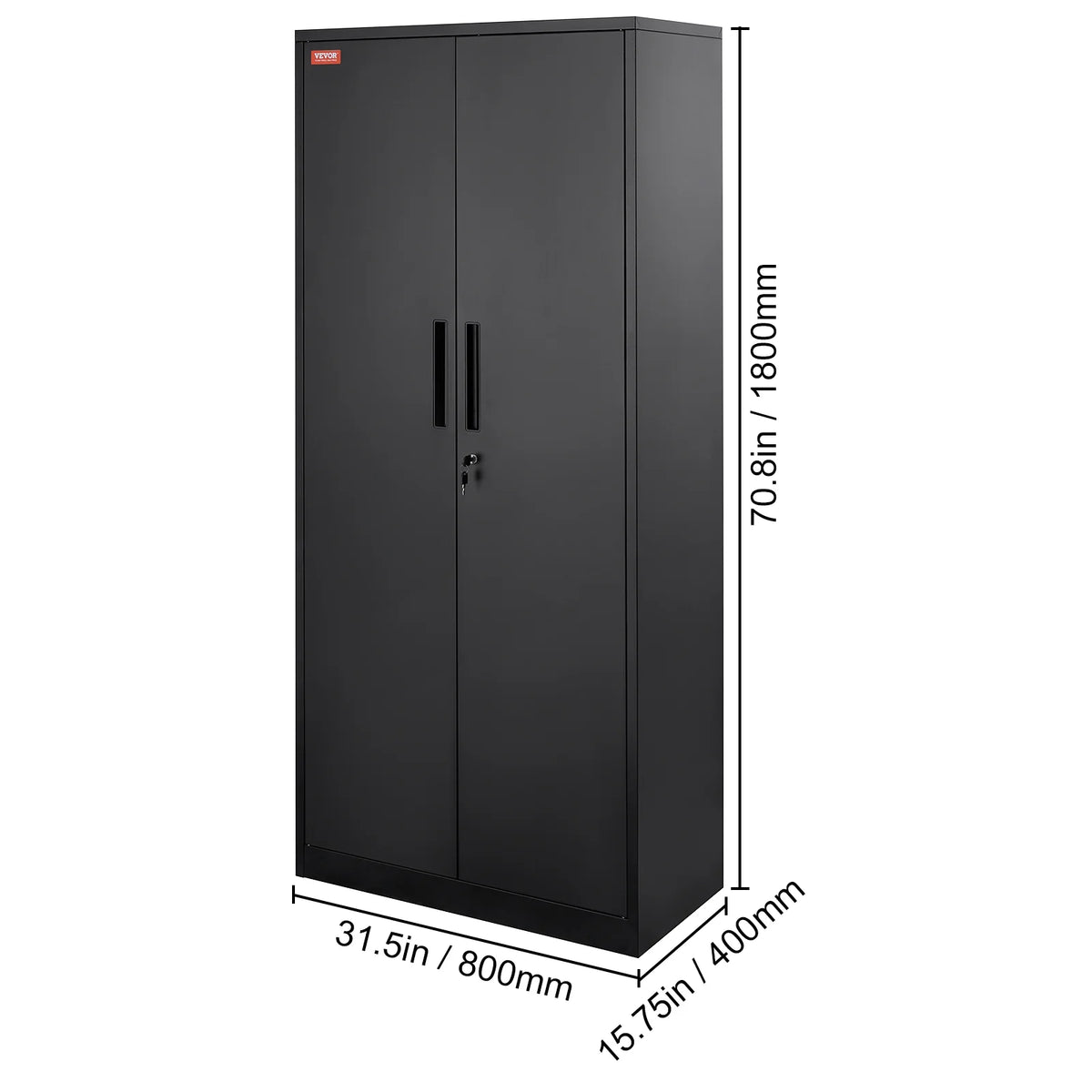 Metal Storage Cabinet 71" Steel Adjustable Shelves Black M57300
