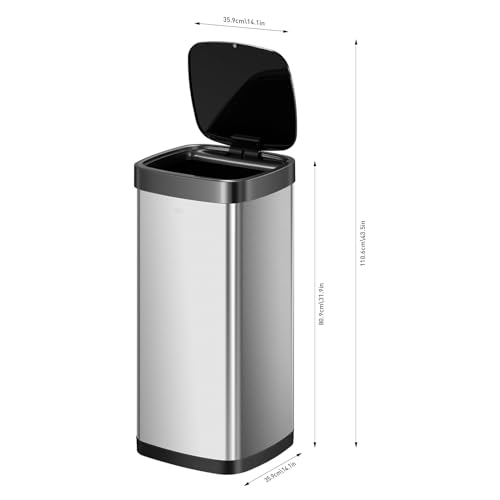 50 Liter Matte Stainless Steel Motion Sensor Trash Can J47791