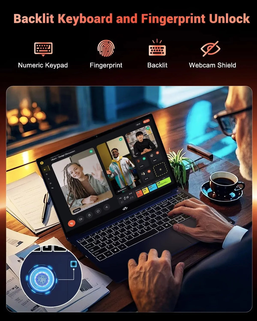 15.6" Gaming Laptop IPS FHD AMD Ryzen 7 8745HS Radeon 780M GPU 32GB DDR5 RAM 2TB SSD 100W Type-C Fingerprint USB-C 4.0 Backlit Keyboard N7408
