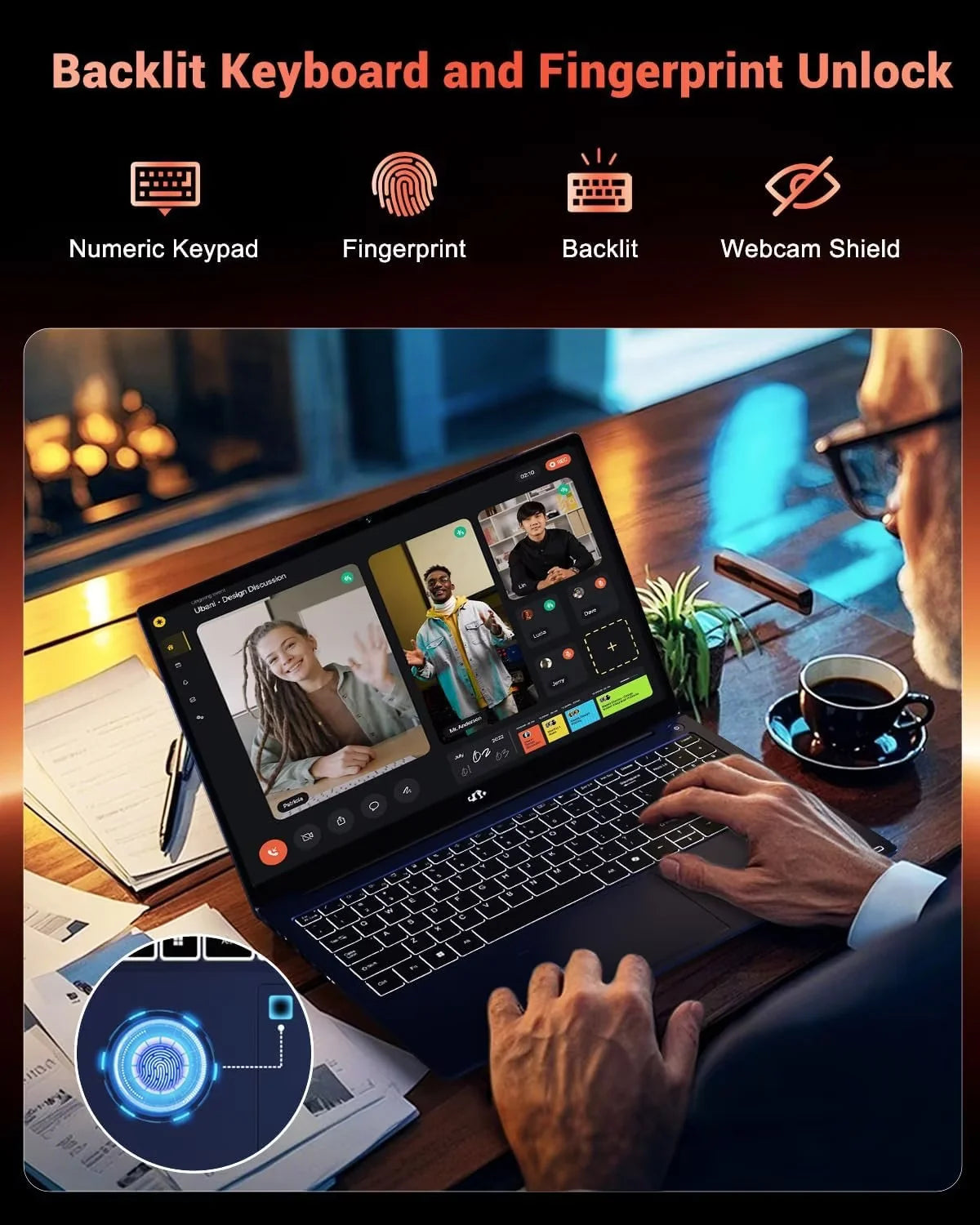 15.6" Gaming Laptop IPS FHD AMD Ryzen 7 8745HS Radeon 780M GPU 32GB DDR5 RAM 2TB SSD 100W Type-C Fingerprint USB-C 4.0 Backlit Keyboard N7408