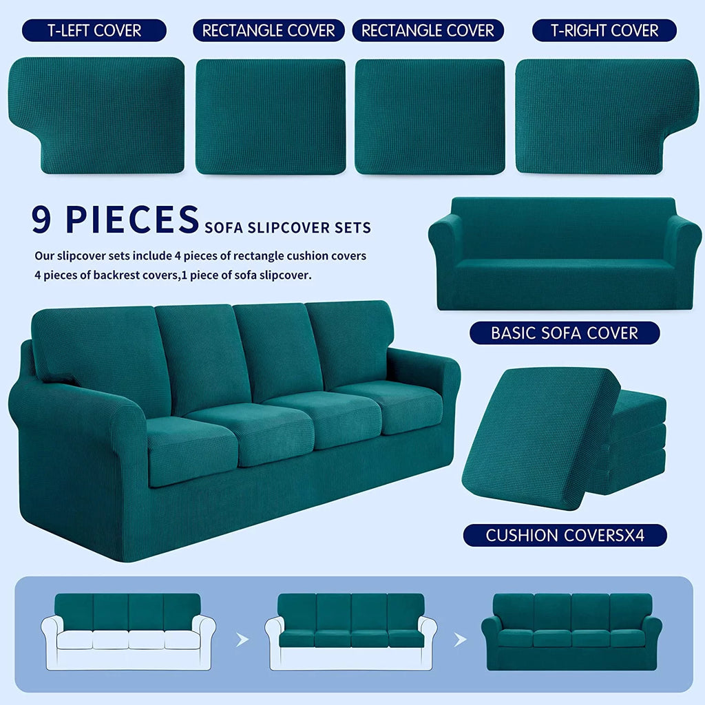 9 Pieces Stretch Sofa Slipcover Set M50786