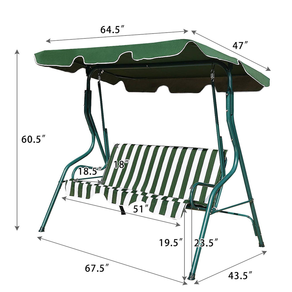 Black 3-Person Patio Swing with Canopy V85528