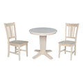 30" Solid Wood Round Top Pedestal Dining Table with 2 Chairs T911