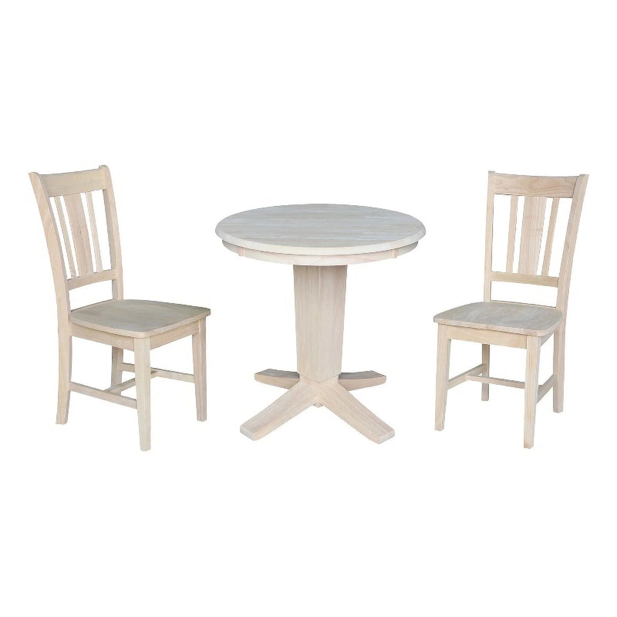 30" Solid Wood Round Top Pedestal Dining Table with 2 Chairs T911