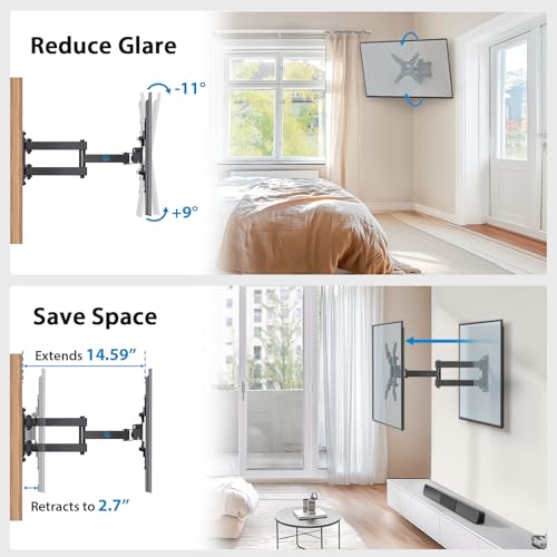 Full Motion TV Monitor Wall Mount Bracket Articulating Arms Swivel Tilt for 13-42 Inch LED LCD Flat Curved Screen TVs Q586785